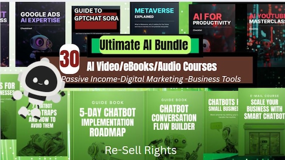 The Ultimate AI Chatbot Bundle/ 30 Training Guides/Videos/Audio/eBooks/Digital Marketing & Business Tools/ChatGpt/MRR