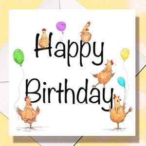 Carte d'anniversaire poulet, carte poulet, jeu de mots, lot de 3, carte d'anniversaire, volaille en mouvement