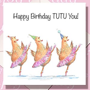 Carte d'anniversaire poulet, carte poulet, carte d'anniversaire, carte de jeu de mots, volaille en mouvement