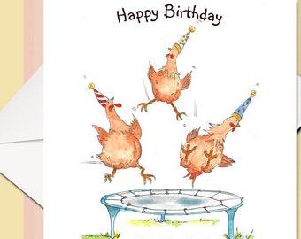 Chicken Birthday Card, Chicken Card, Funny Chicken Card, Pun Card, Chicken Greetings Card, Easter Card, Easter Chicken