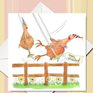Carte d'anniversaire de poulet, carte de poulet, paquet de 3 cartes d'anniversaire de poulet, carte de jeu de mots, carte de poulet