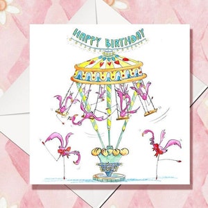 Flamingo Card, Flamingo Birthday Card, Flamingo Greeting Card, Fun Flamingo Card, Fun Card, image 1