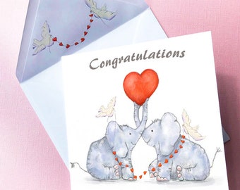 Wedding Card, Engagement Card, Congratulations card, Personalised Card