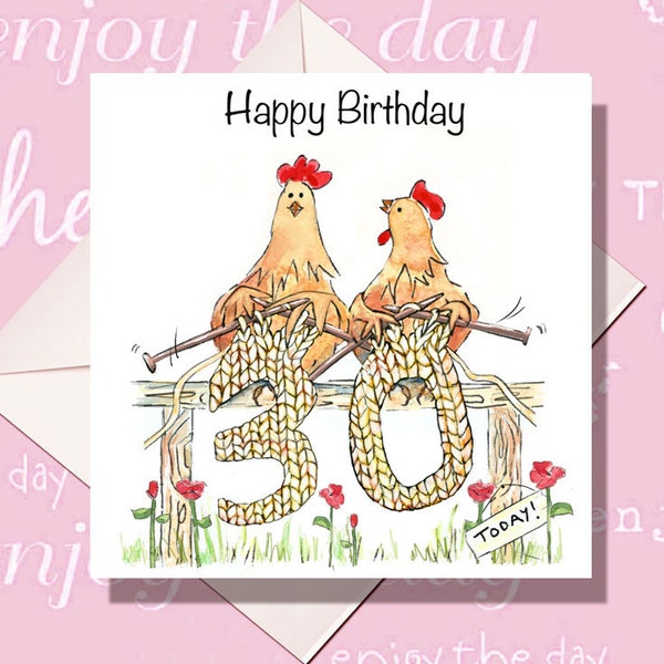 Knitting Card, Age Birthday card, Knitting Funny Age card, 21, 30, 40, 50, 60, 70, 80, 90th card, Knitting card, Chicken Card, Personalised