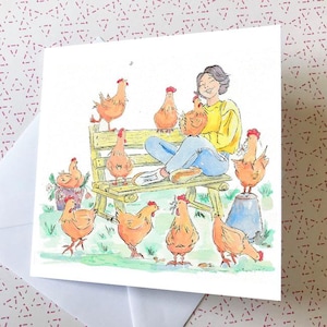 Carte de poulet, carte de jeu de mots, carte de dame de poulet, carte d'anniversaire de poulet - carte de poulet drôle - carte d'amant de poulet
