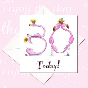 Carte flamant rose, 30e, 40e, 50e, 60e, 65e, 70e, 80e Cartes d'anniversaire, Cartes d'anniversaire flamant rose et Cartes âge flamant rose scintillant