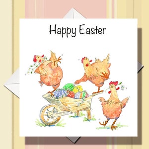 Carte de Pâques, carte de Pâques de poulet, carte de Pâques drôle, carte de printemps, carte pour le printemps