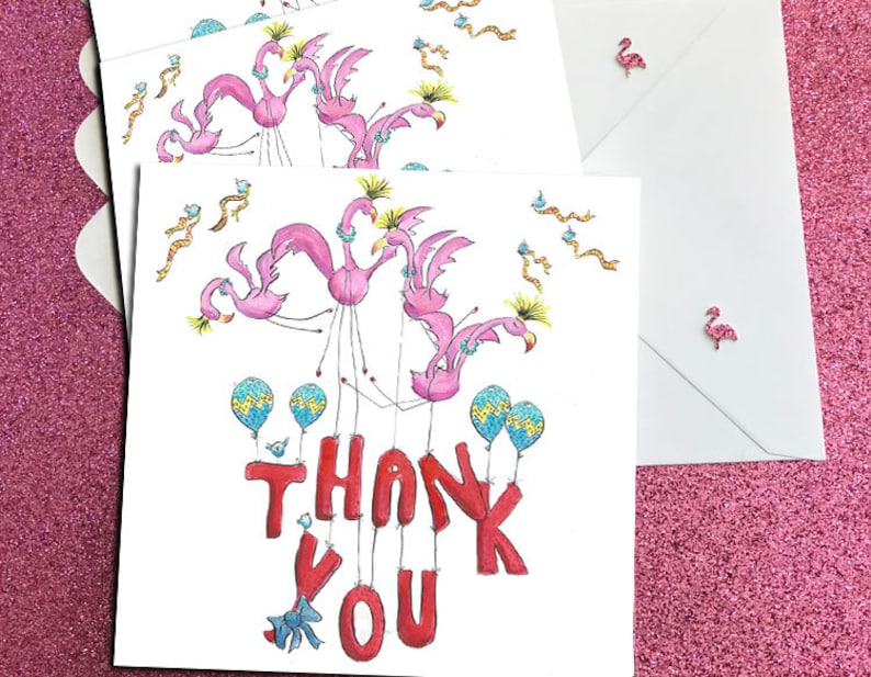 Thank You Cards Thank You Bird Card -Thank you note cards Flamingo Thank You Card single or 5 pack mini cards Thank you cards