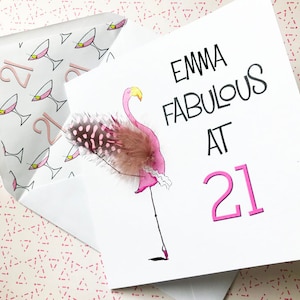 21e carte d'anniversaire - 21e carte - 21e carte Flamant rose - 21e carte d'anniversaire pour femme - 21e anniversaire - 21e carte d'anniversaire