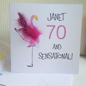 70th Card - 70th birthday card - 70th birthday card for women -70th Flamingo card - Birthday Card - Funny Birthday Card - Cute Birthday Card
