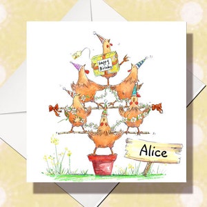 Carte poulet - carte d'anniversaire poulet - carte poulet drôle - carte d'anniversaire volaille - carte d'anniversaire personnalisée