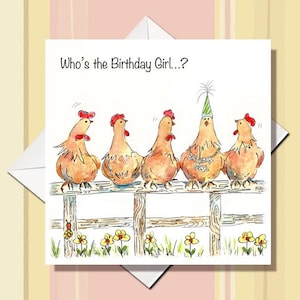Carte d'anniversaire poulet - carte d'anniversaire girlie - carte poulet - carte d'anniversaire fille - carte poulet drôle - carte pour une femme