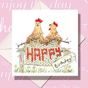 Carte d'anniversaire poulet - carte pour une tricoteuse - carte à tricoter drôle - carte à tricoter drôle - carte pour une tricoteuse