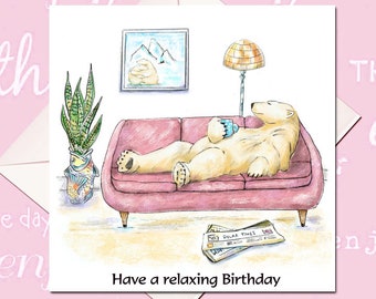 Polar Bear Birthday Card - polar bear card - Birthday card - Chill Out card - Birthday Relax - Bear Card - funny bear card