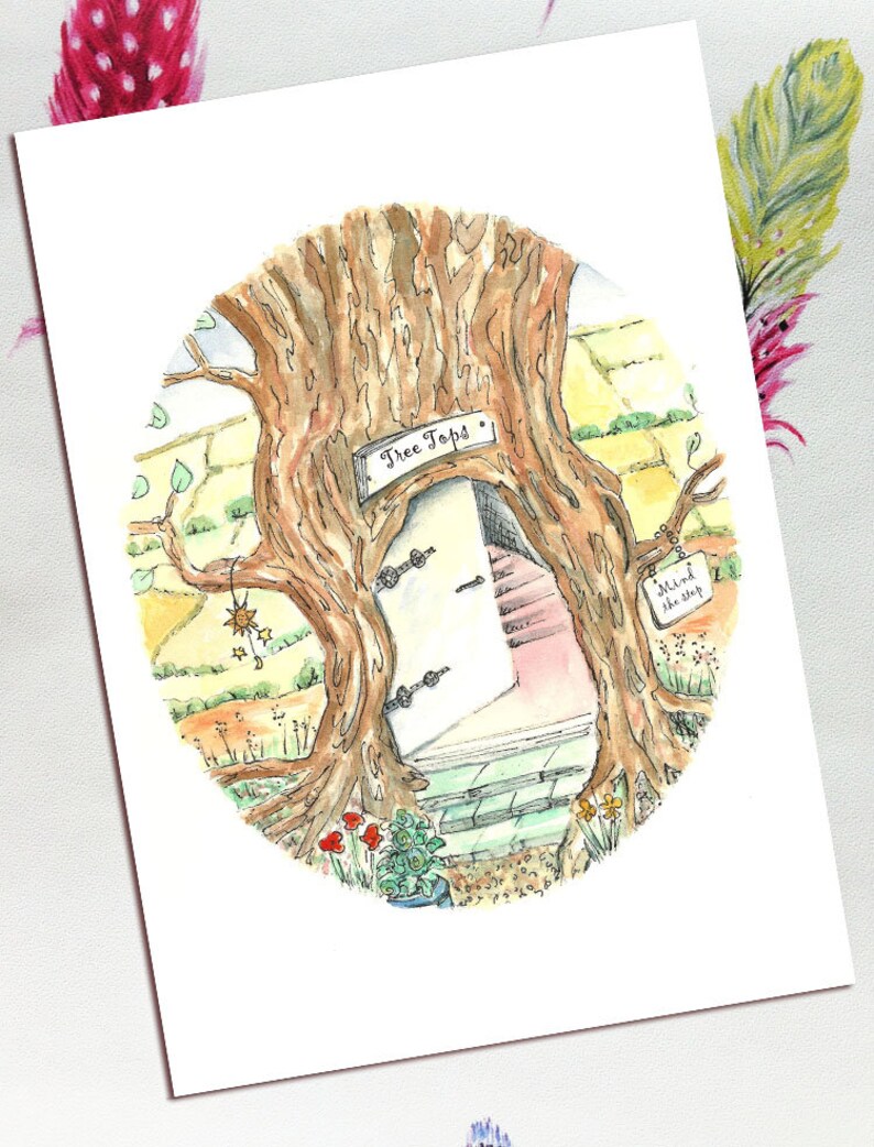 Tree House Art Tree House Drawing Tree House Art Print Etsy