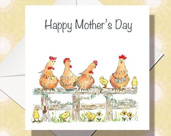 Mother's Day Card | Mothers Day Card | Chicken & Chicks Mother Day Card | Mum Mothers day card | Card from Daughter | Card for Mum