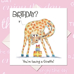 Giraffe Card, Giraffe Birthday Card, Giraffe Relaxing card, chill out card,