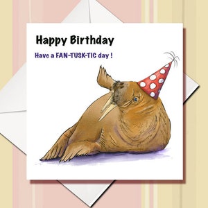 Carte d'anniversaire morse, carte d'anniversaire illustrée, carte de morse, carte de morse,