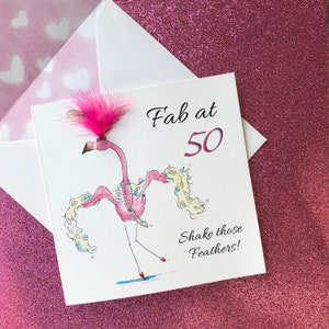 50e carte - 50e carte d'anniversaire - 50e carte Flamant rose - 50e carte d'anniversaire pour femme - 50e carte d'anniversaire - 50e carte personnalisée - tout âge