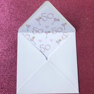 50th Birthday Card: Ballerina Flamingo, Pink Feather, Milestone Birthday image 7