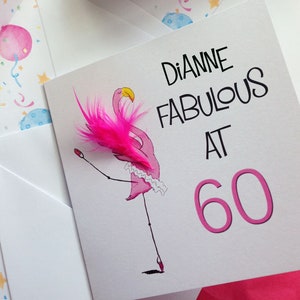 60th card, 65th, 70th. 75th 80th Birthday Card - 60th, 65th, 70th, 75th, 80th Flamingo Card - 60th, 65th, 70th, 75th, 80th Card - Any Age