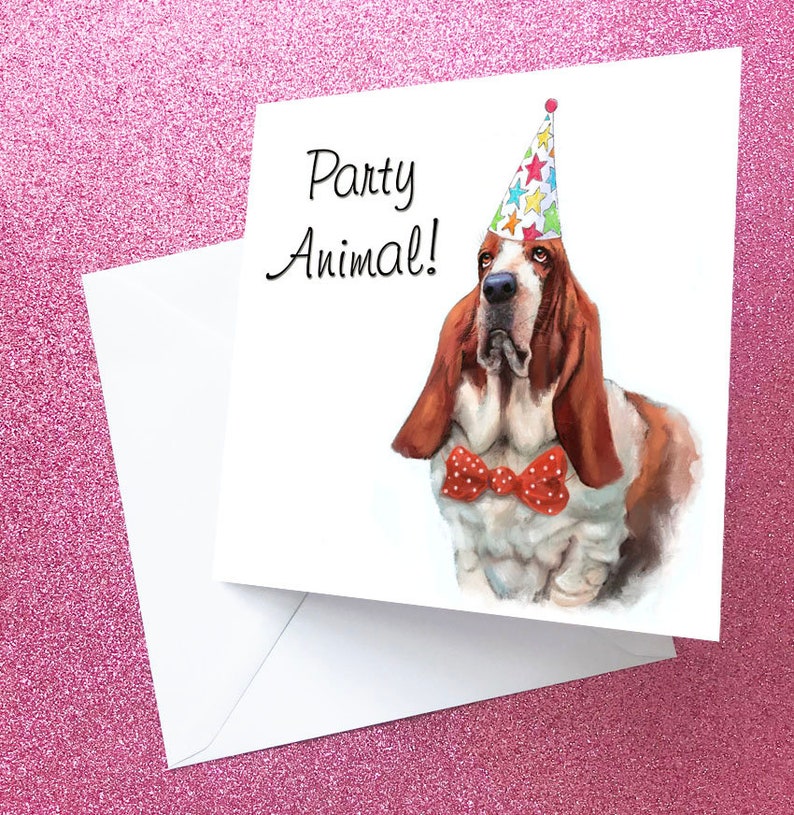 Basset Hound Birthday Card Illustrated Birthday Card Basset Etsy UK
