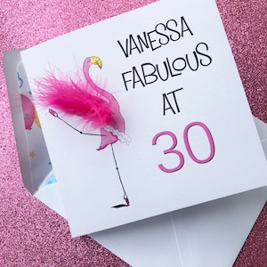 30th Birthday card - 30th Card - 30th Flamingo Card - 30th Birthday card for women - 30th Birthday Card - 30th Personalised Card