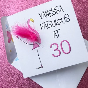 Carte 30e anniversaire - 30e carte flamant rose - 30e carte d'anniversaire pour femme - 30e carte d'anniversaire - 30e carte personnalisée