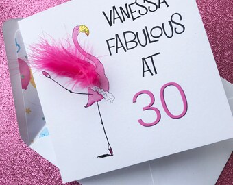 30th Birthday card - 30th Card - 30th Flamingo Card - 30th Birthday card for women - 30th Birthday Card - 30th Personalised Card