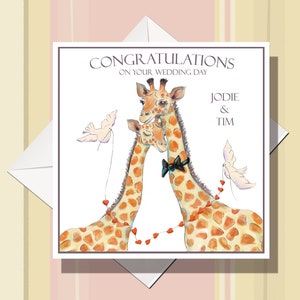 Carte de mariage girafe, carte de mariage girafe, carte de fiançailles girafe, carte de félicitations girafe
