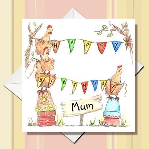 Carte d'anniversaire poulet personnalisée pour maman, maman, maman, nounou, grand-mère, carte poulet drôle,