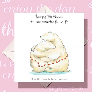 Carte de joyeux anniversaire femme - carte d'anniversaire pour femme - carte d'anniversaire pour elle - carte d'anniversaire ours - carte d'anniversaire petite amie - carte partenaire