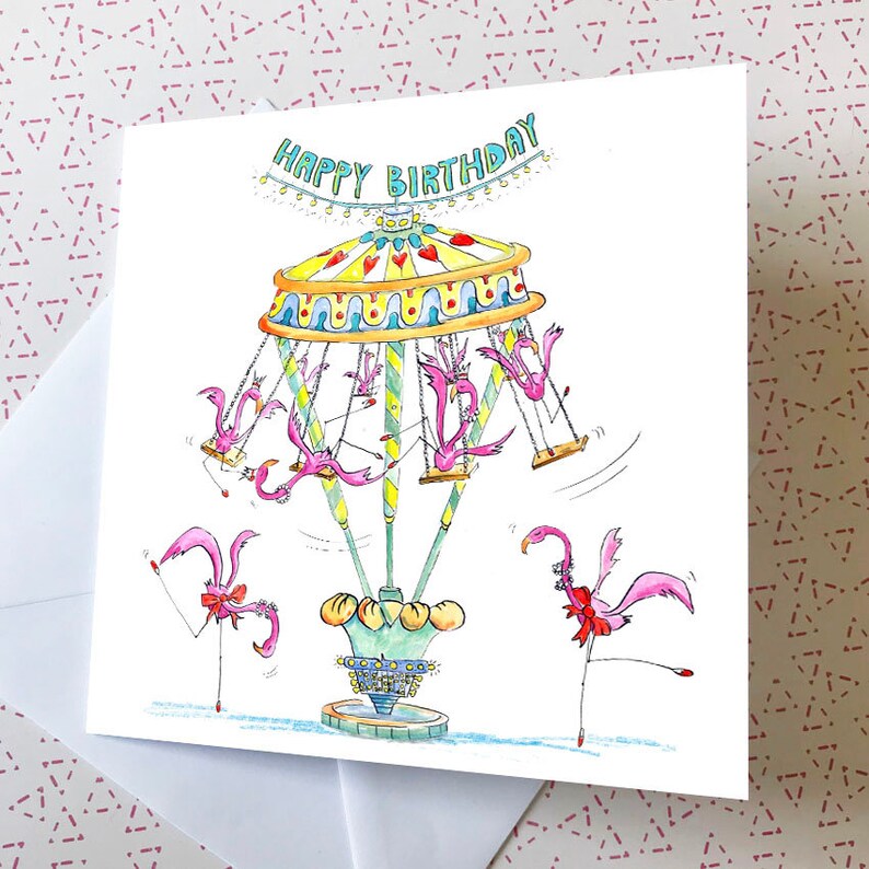 Flamingo Card, Flamingo Birthday Card, Flamingo Greeting Card, Fun Flamingo Card, Fun Card, image 2