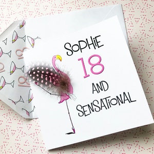 Carte d'anniversaire 18 ans - carte Flamant rose 18 ans - carte de tout âge - carte 18 ans - carte 18 ans - carte personnalisée 18 ans