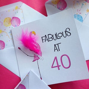 40e carte - 40e carte d'anniversaire - 40e carte flamant rose - carte de tout âge - 40e anniversaire - 40e carte d'anniversaire - 40e carte personnalisée