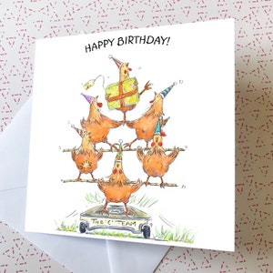 Carte poulet - carte d'anniversaire poulet - carte poulet drôle - carte de jeu de mots - carte d'anniversaire volaille - carte volaille en mouvement