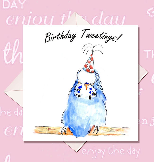 Budgie card - Budgie Birthday Card - Budgie Pun Card - Blue and Yellow Budgie Card - Birthday Card - cute Budgie card
