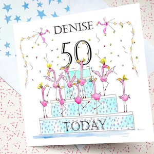 Carte personnalisée 50e, 60e, 70e anniversaire, 50e, 60e, 70e, carte, 50e, 60e, 70e carte pour elle