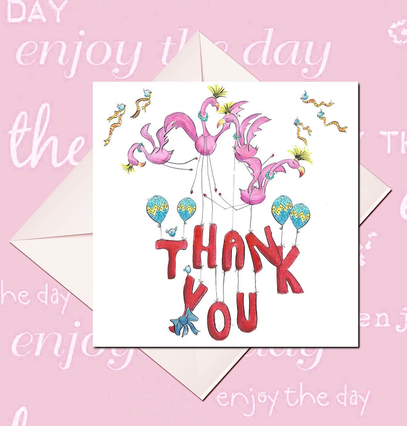 Thank You Cards Thank You Bird Card -Thank you note cards Flamingo Thank You Card single or 5 pack mini cards Thank you cards