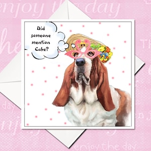 Carte d'anniversaire Basset Hound, carte d'anniversaire illustrée, carte Basset Hound, carte d'anniversaire chien, carte Basset Hound