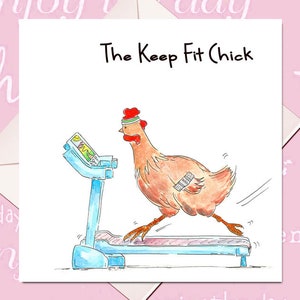Carte d'anniversaire de poulet - carte de poulet - carte de jeu de mots - carte de gymnastique - carte pour une femme - carte d'entraînement - carte de gymnastique drôle