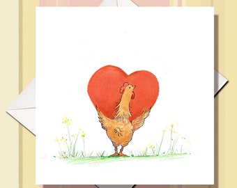 Anniversary Card - Love You Card - Love Card - Birthday Card - Chicken Love You Card - Valentine Card - Valentine Day -