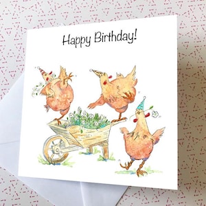 Carte d'anniversaire de poulet, carte de poulet, carte de poulet drôle, carte de voeux de poulet,