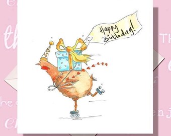 Rollerskating Chicken Birthday Card: Funny and Quirky Greetings