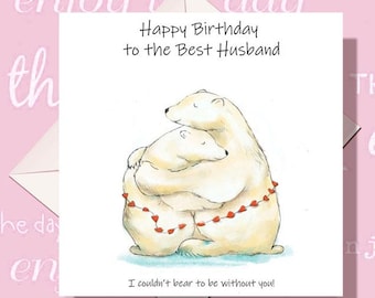 Husband Birthday Card: Polar Bear Design, Panda - Card for Him