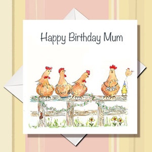 Anniversaire maman - carte d'anniversaire pour maman - jolie carte d'anniversaire pour maman - carte d'anniversaire poulet maman - carte poulet pour maman