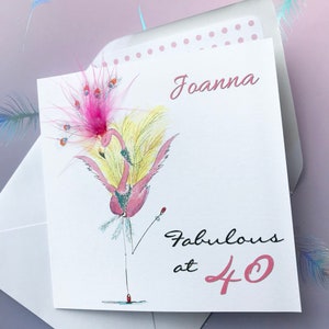 Carte 40e anniversaire - carte 40e - 40e carte flamant rose - carte 40e anniversaire pour femme - carte âge - 40e anniversaire - carte personnalisée
