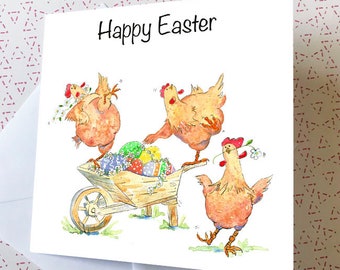 Easter Card, Easter Chicken Card, Easter Funny Card,Spring Card, Card for Spring