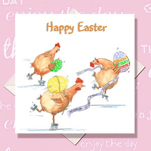 Carte de Pâques, carte de Pâques de poulet, carte de Pâques drôle, carte de printemps, carte pour le printemps