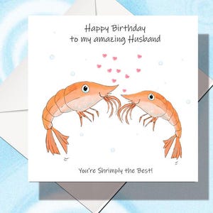 Carte d'anniversaire mari / femme - carte d'anniversaire pour mari / femme - carte d'anniversaire pour lui / elle - carte d'anniversaire crevettes